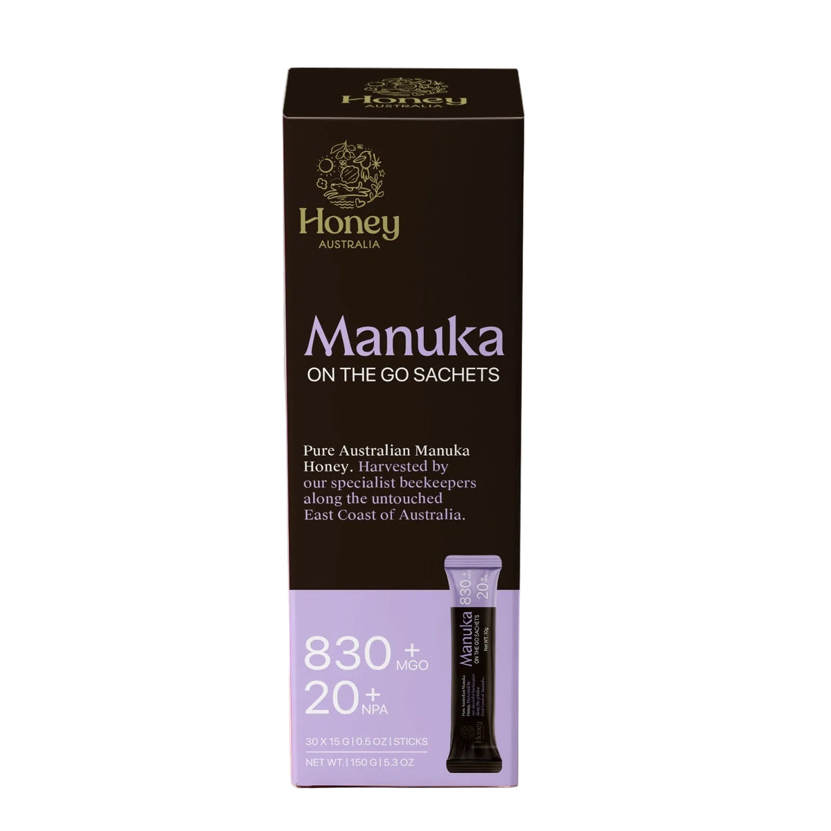 Australian Manuka MGO 830+ (20+ NPA) - On the Go Sachets (10 Pack)
