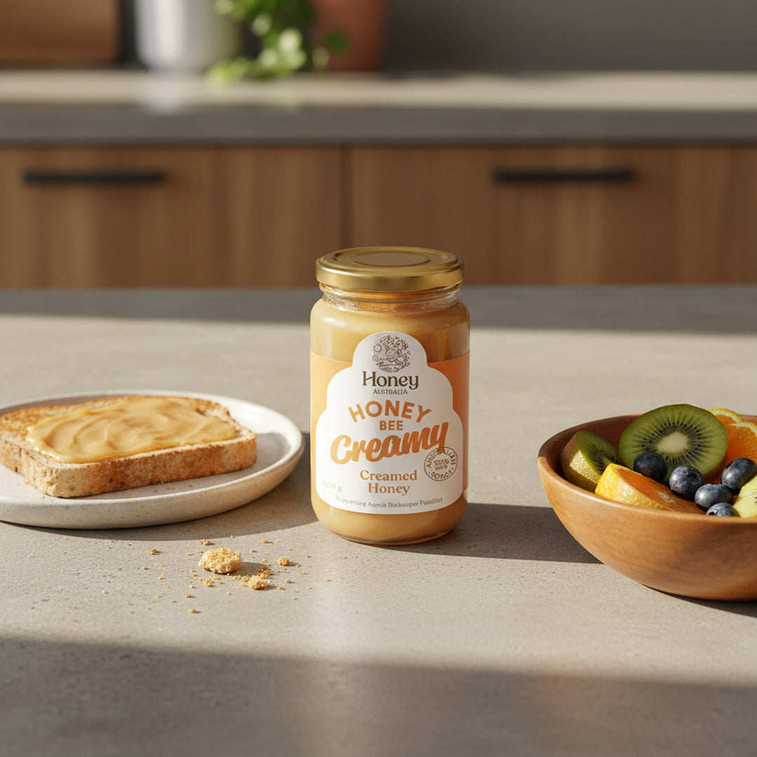 Honey Bee Creamy – Creamed Aussie Honey – 400g Jar