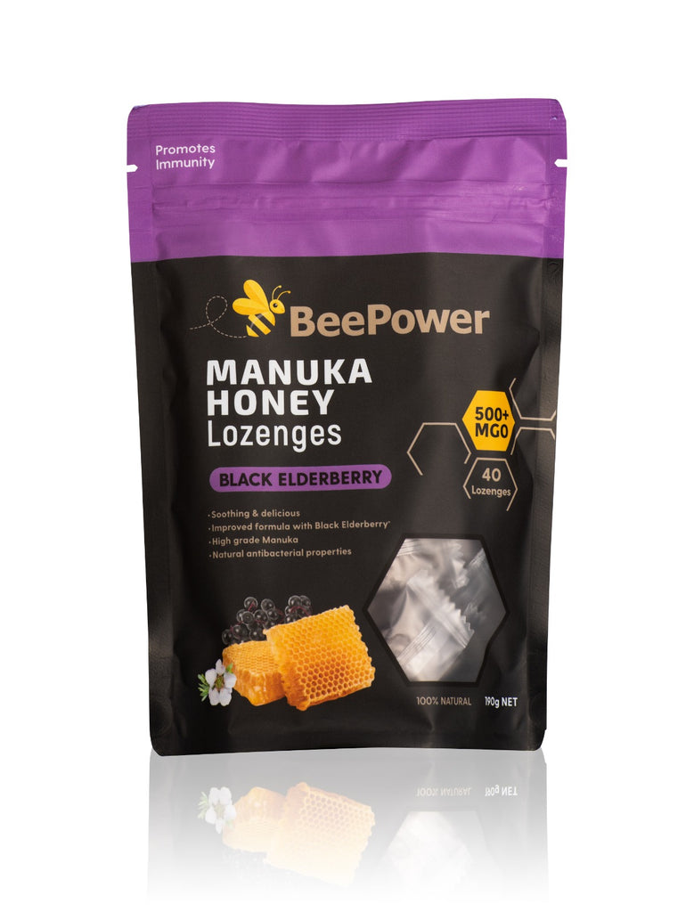 BeePower 40 Lozenges Black Elderberry - Honey Australia